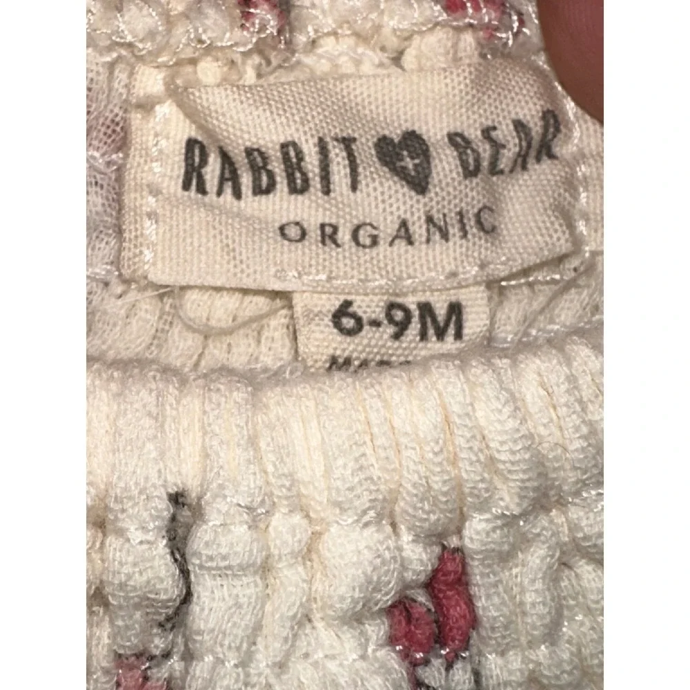 Rabbit Bear Organic Cherry Gauze Bubble Romper and Socks Set Cream 6-9M